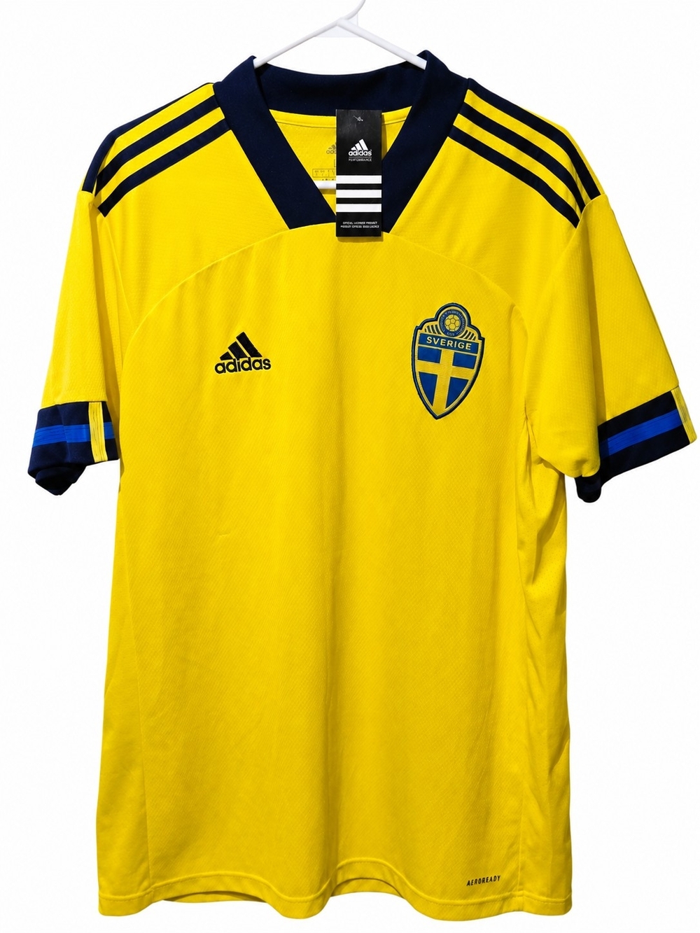 adidas Sweden National Team 2020 Home Soccer Jersey FH7620 Large NWT